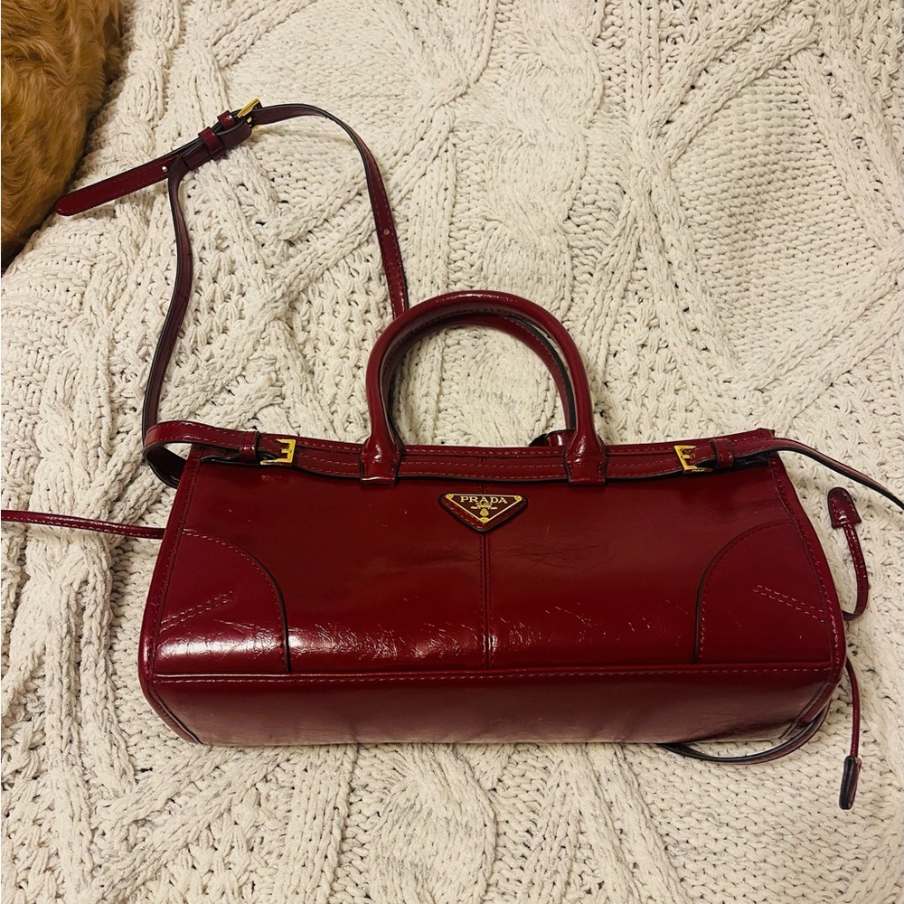 Prada Burgundy Leather Shoulder Bag